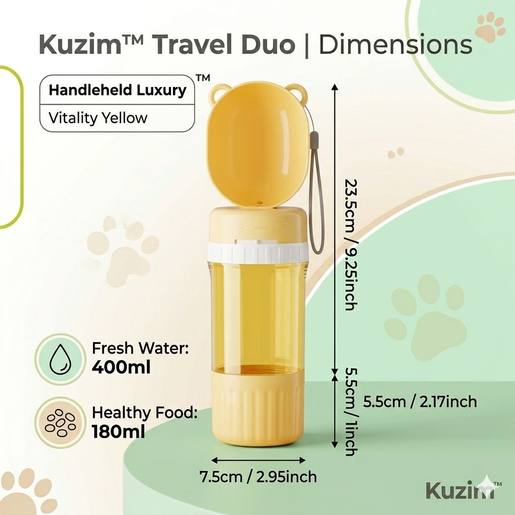 Kuzim™ 2-in-1 Portable Dog Water Bottle & Food Feeder – Leak-Proof Travel Solution