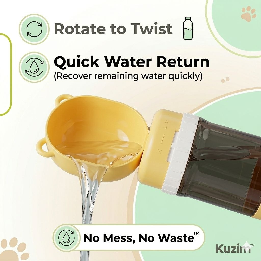 Kuzim™ 2-in-1 Portable Dog Water Bottle & Food Feeder – Leak-Proof Travel Solution