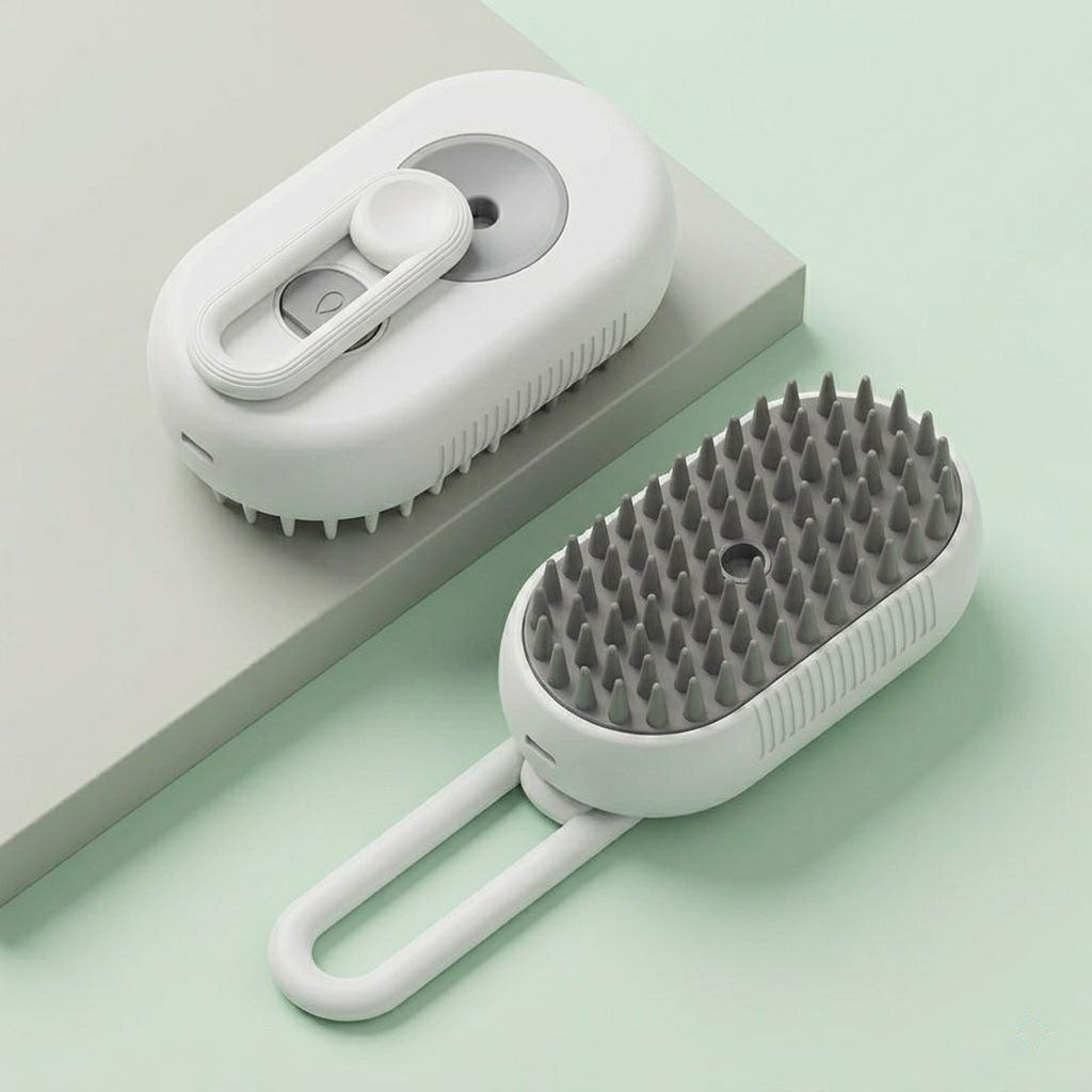 Kuzim™ 3-in-1 Pet Steam Brush – Professional Nano-Mist Deshedding & Massage Tool
