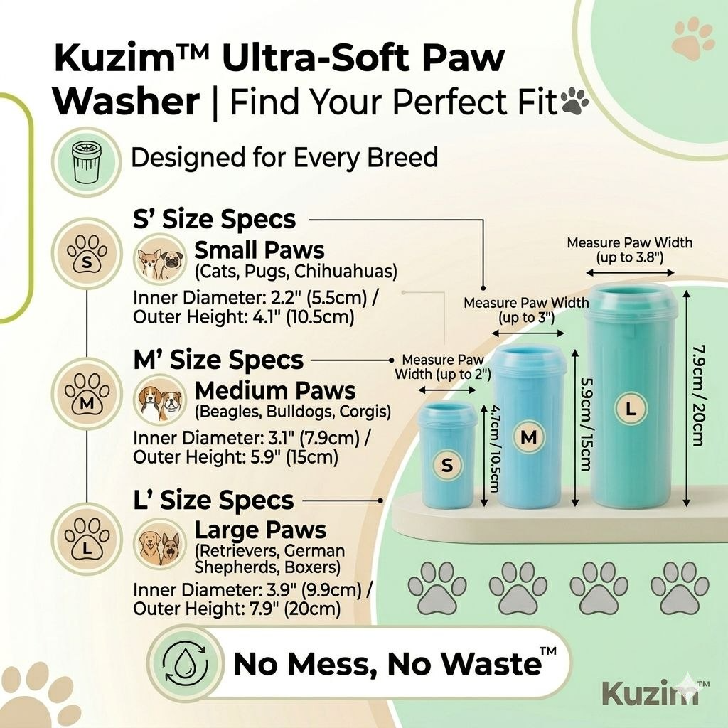 Kuzim™ Soft Silicone Dog Paw Cleaner – Portable Muddy Feet Washer for All Breeds