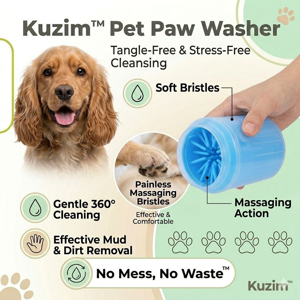 Kuzim™ Soft Silicone Dog Paw Cleaner – Portable Muddy Feet Washer for All Breeds