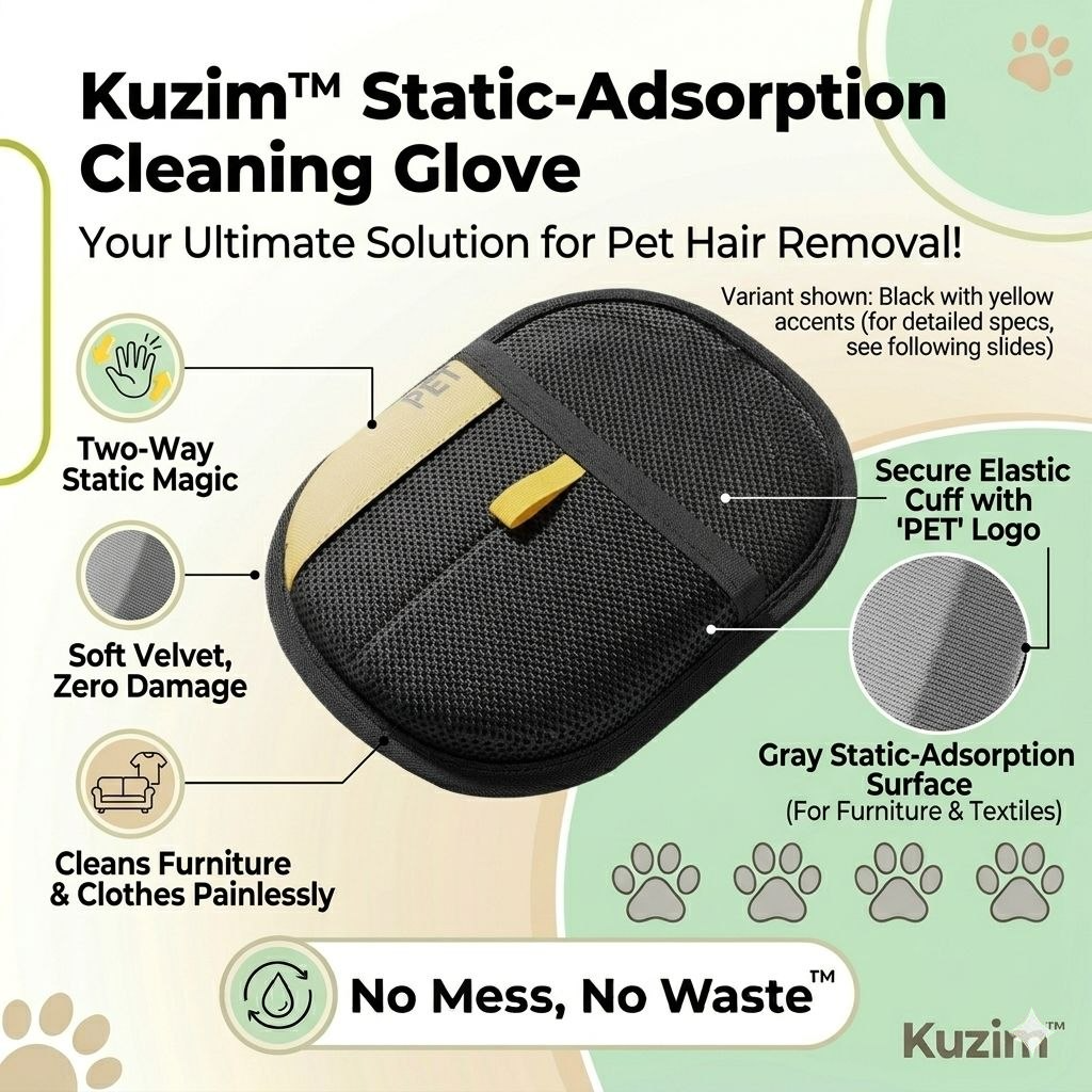 Kuzim™ Electrostatic Pet Hair Remover Glove – Reusable Eco-Friendly Fur Lifter for Furniture