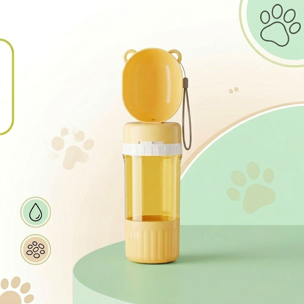 Kuzim™ 2-in-1 Portable Dog Water Bottle & Food Feeder – Leak-Proof Travel Solution